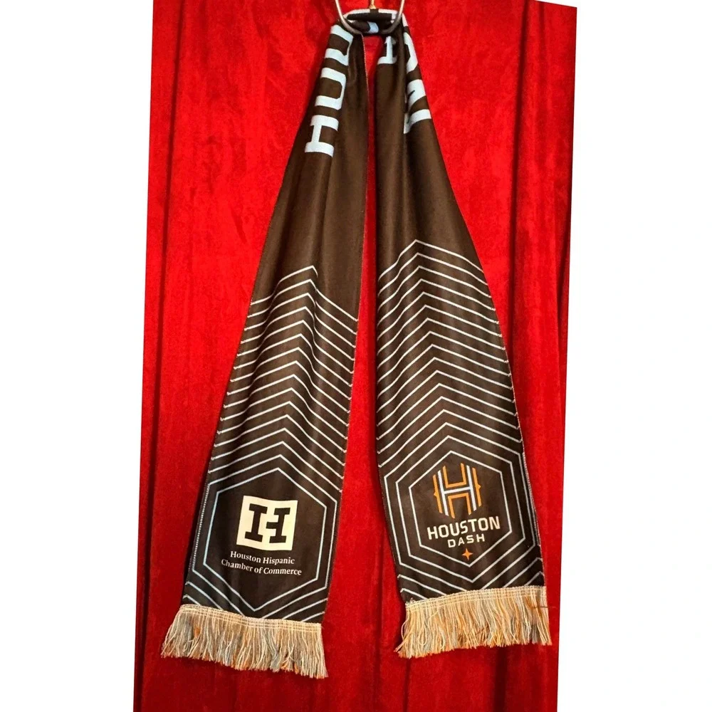 Houston Dynamo Dash Soccer Scarf Unisex OS Black Good Reversible Fringe MLS NWSL